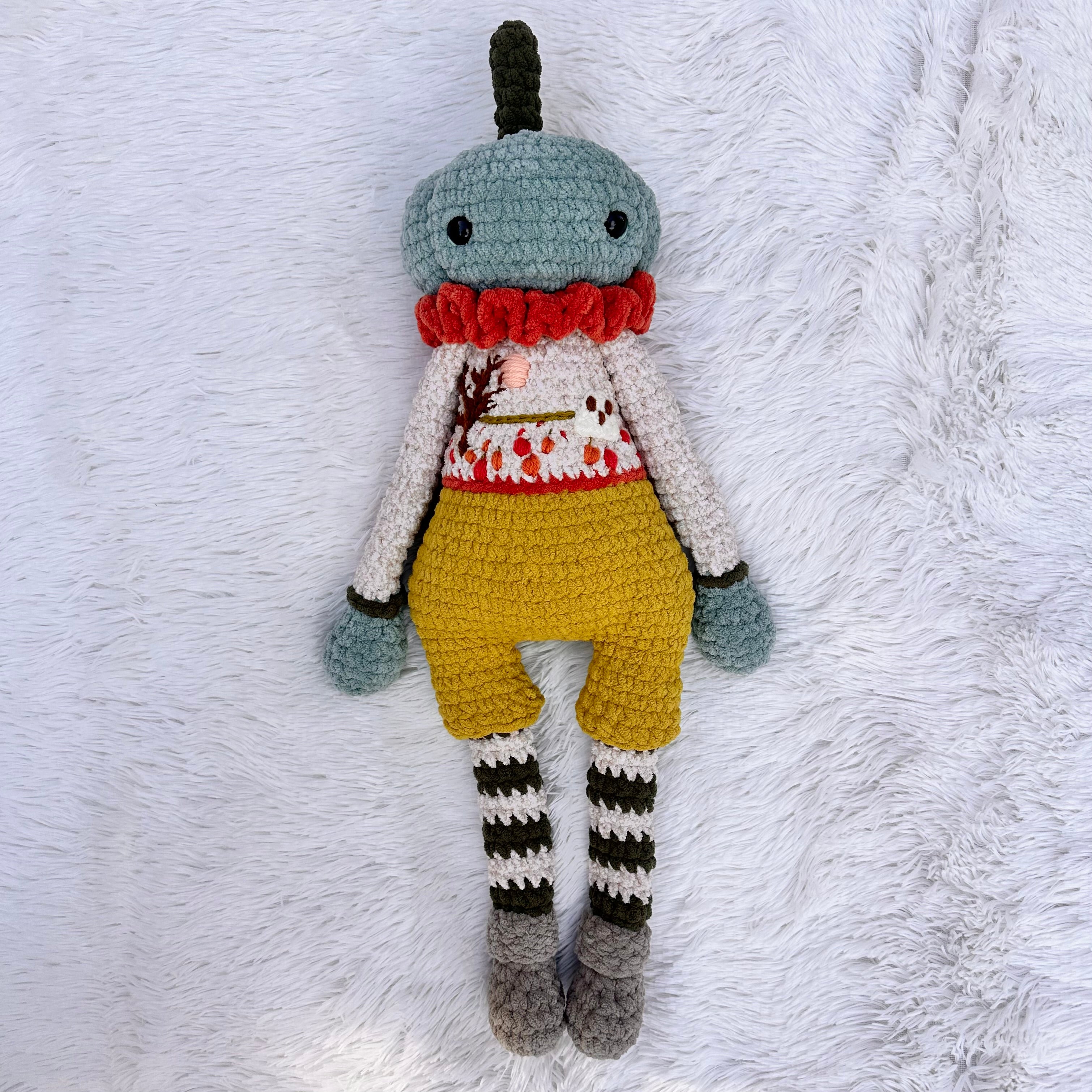 Jack-O-Lantern Pumpkin Man Plushie | Crocheted Stuffie | Whimsical | Autumn | Fall