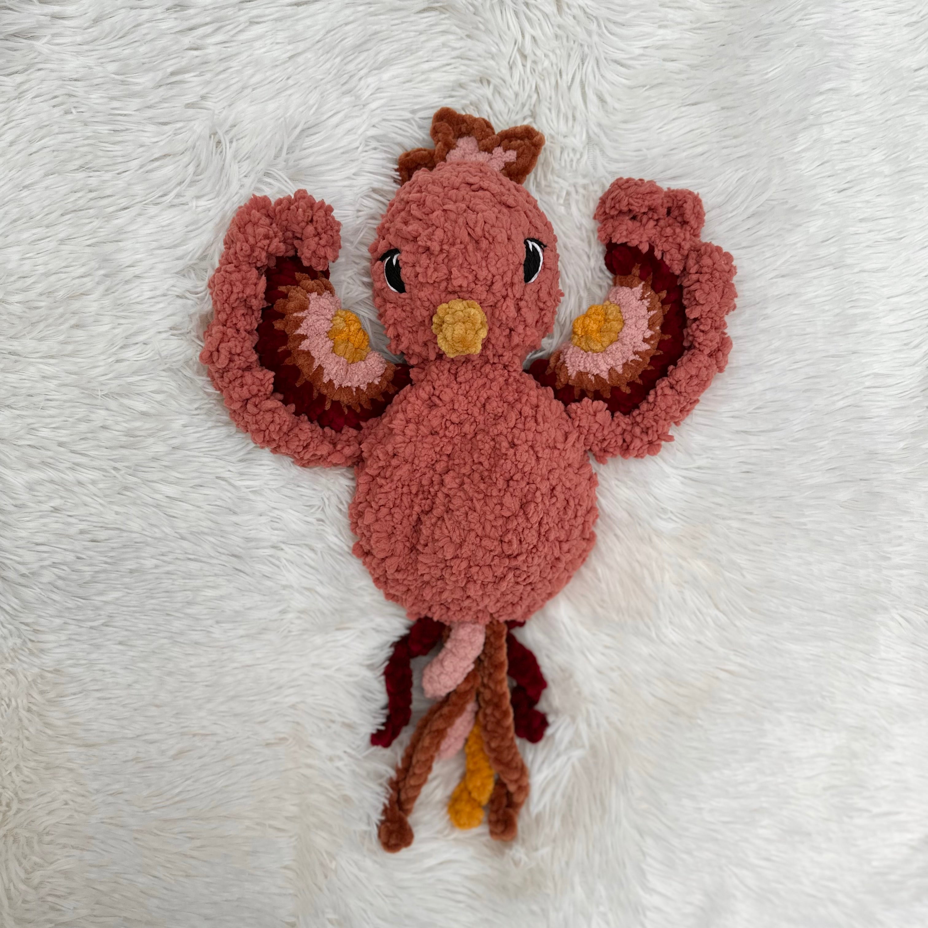 Phoenix Plushie Snuggler | Crocheted Stuffie | Lovey