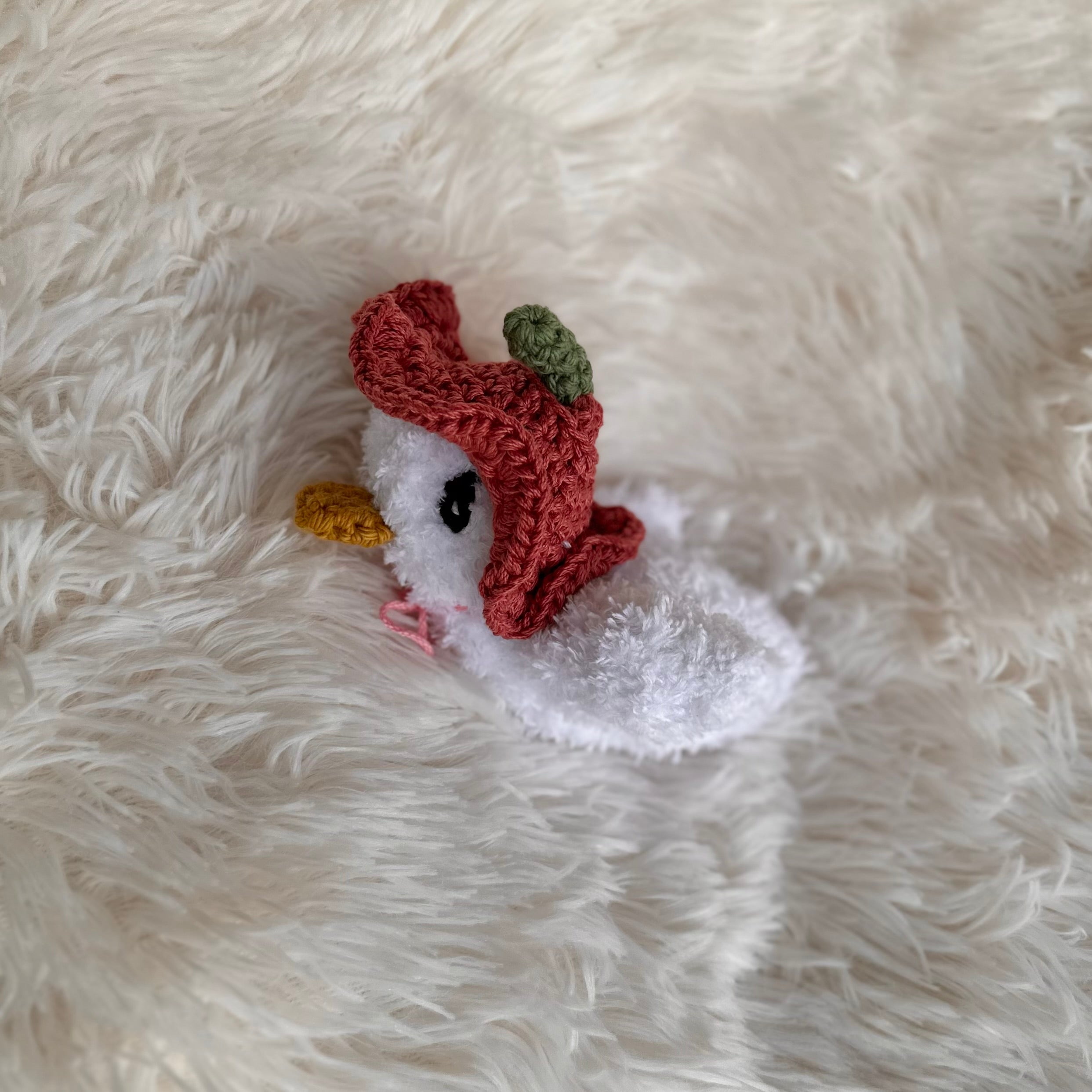 Fuzzy Duck Plushie | Duck With Strawberry Hat