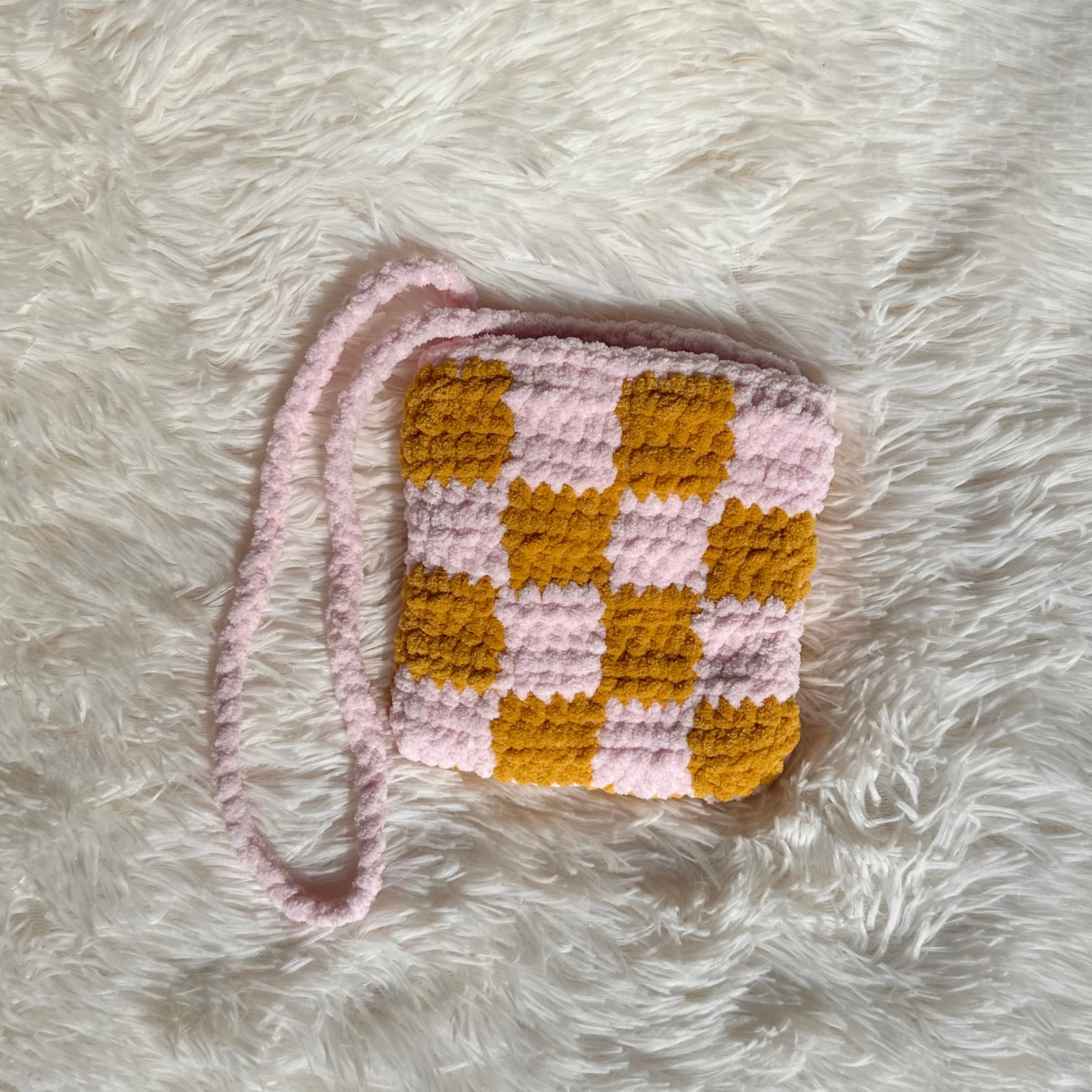 Crocheted Checkered Bag | Purse | Medium Bag | Toddler Bag | Kids Bag | Adult | Checks | Checkers