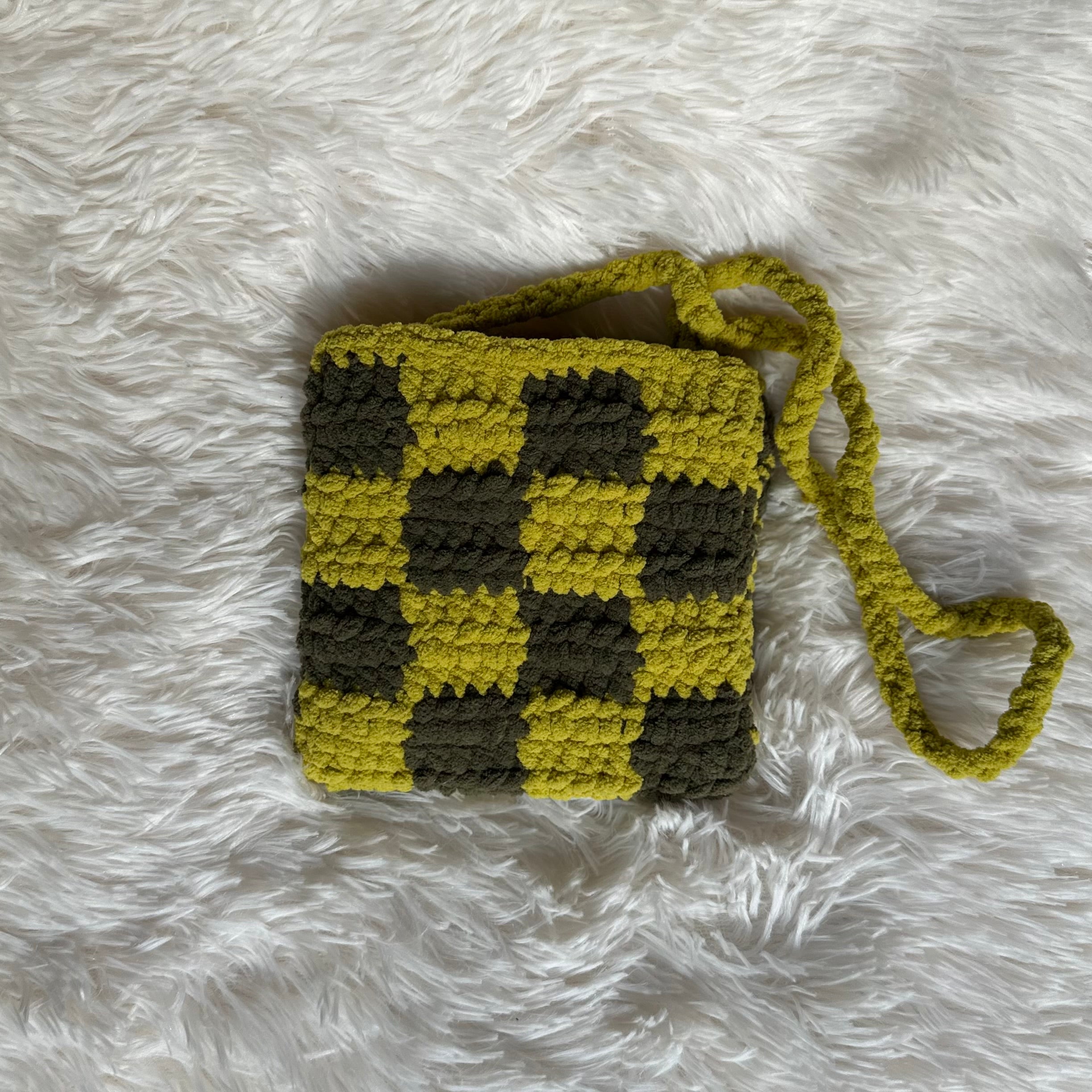 Crocheted Checkered Bag | Purse | Medium Bag | Toddler Bag | Kids Bag | Adult | Checks | Checkers