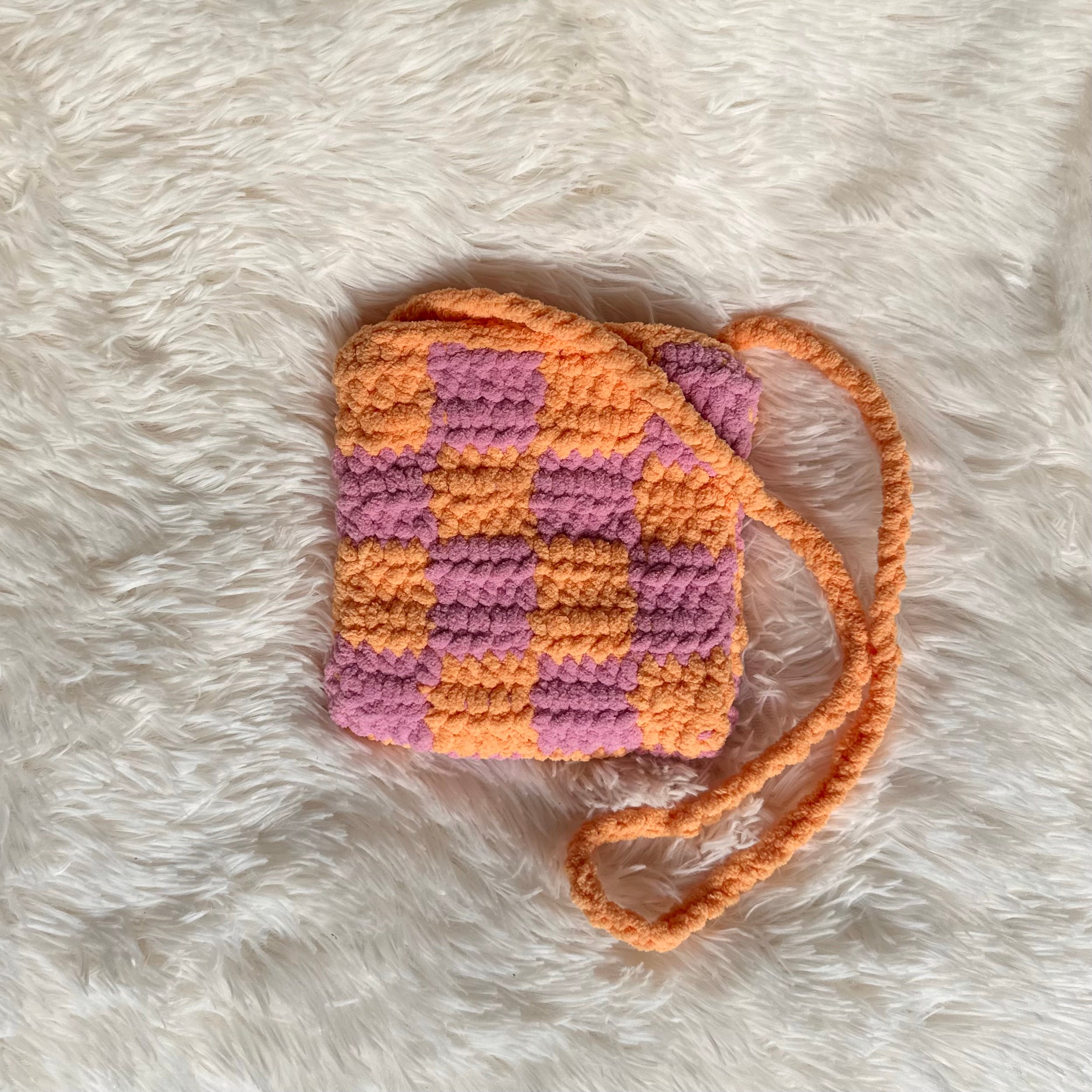 Crocheted Checkered Bag | Purse | Medium Bag | Toddler Bag | Kids Bag | Adult | Checks | Checkers