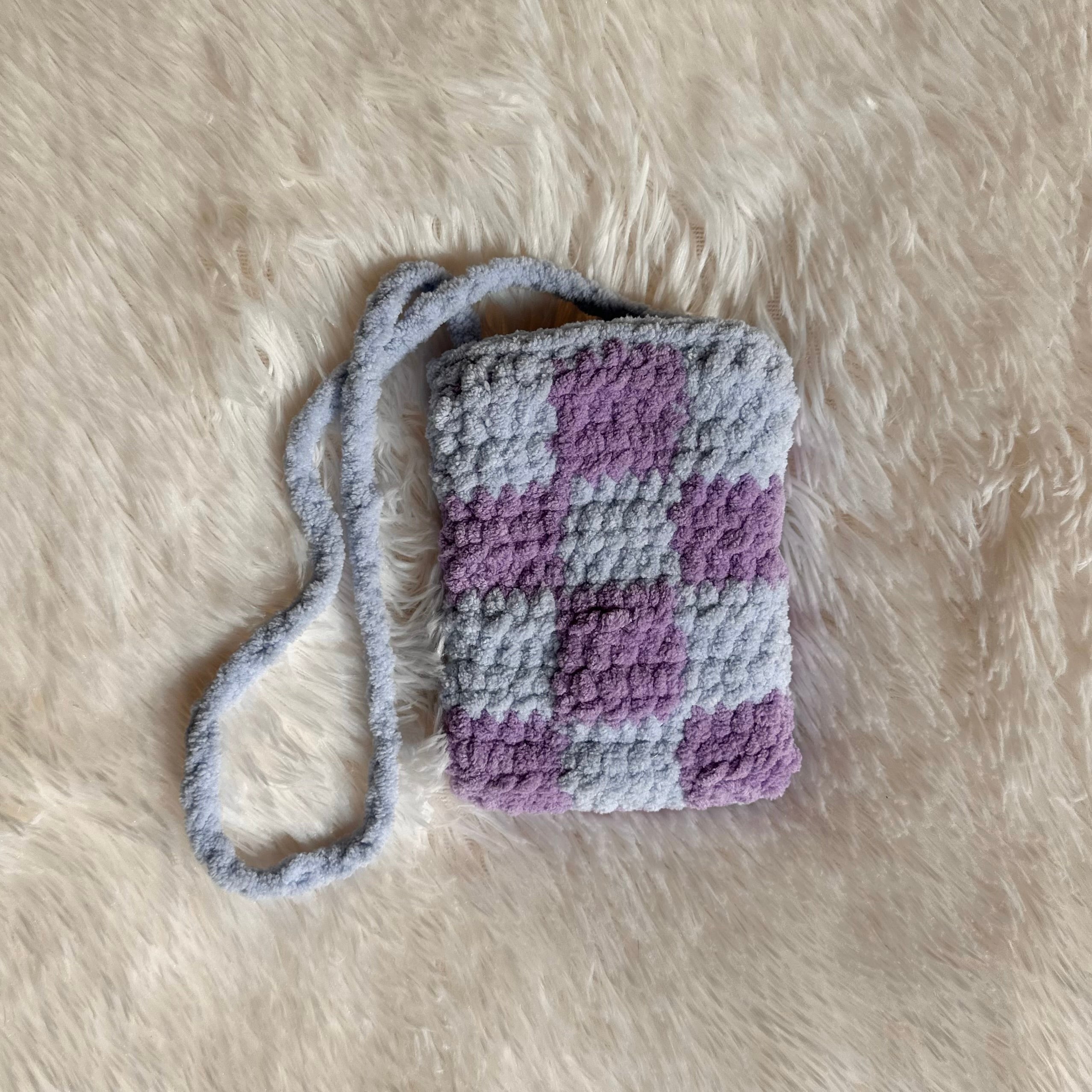 Crocheted Checkered Phone Bag | Purse | Small Bag | Phone Holder | Checks | Checkers