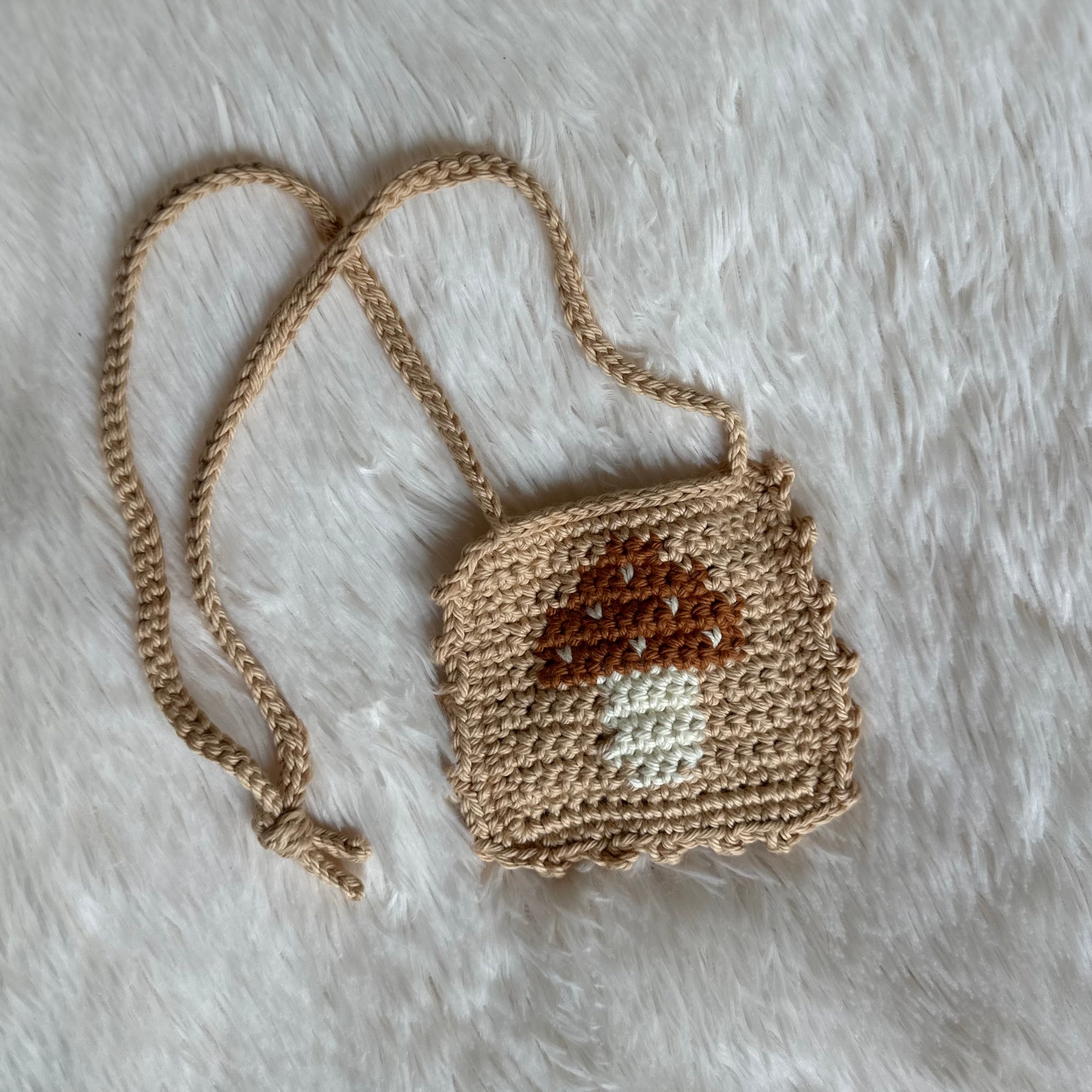 Crocheted Mushie Bag | Mushroom Purse | Small Cotton Bag | Toddler Bag | Kids Bag