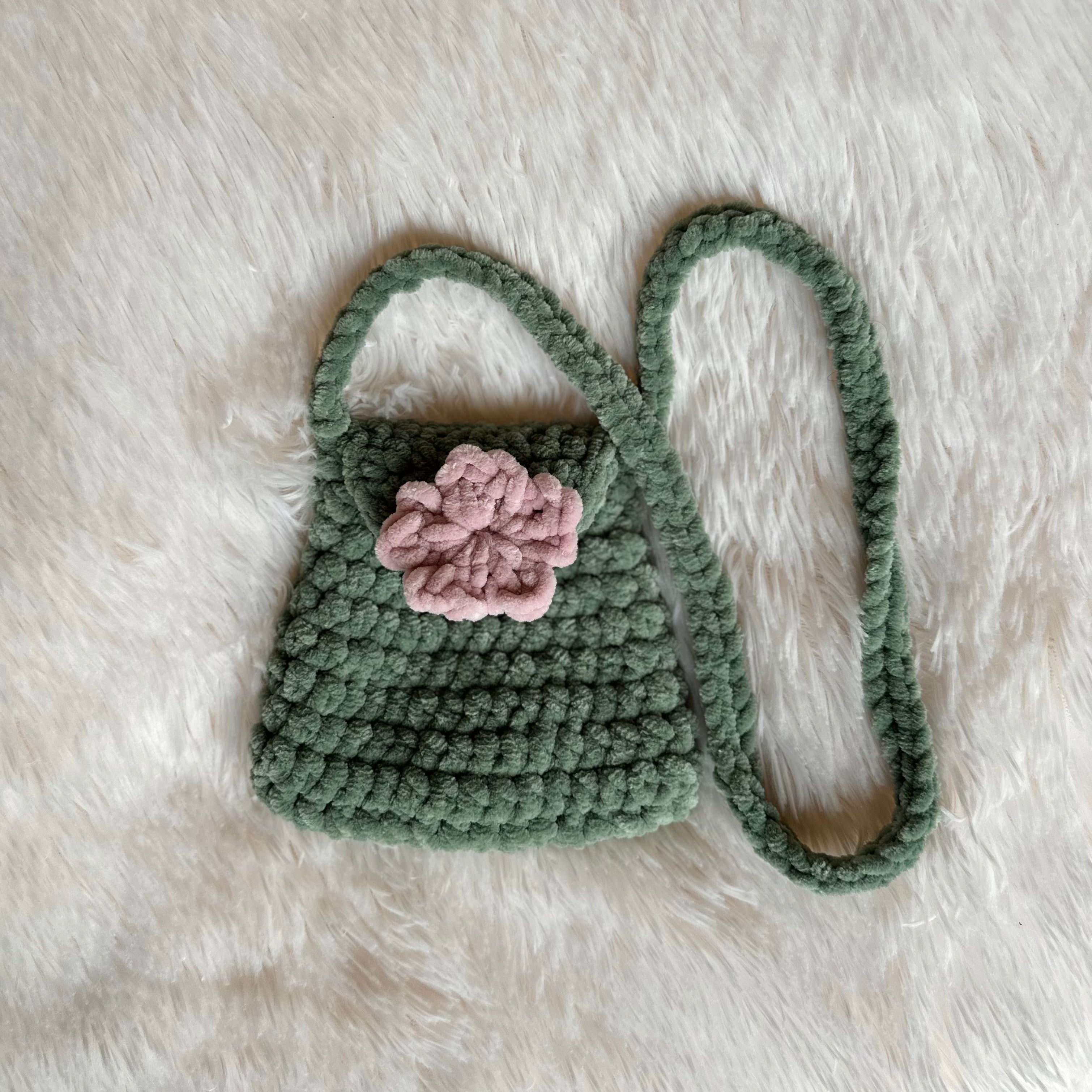 Crocheted Velvet Bag | Kids Purse | Small Bag | Toddler Bag | Kids Bag | Flower Bag