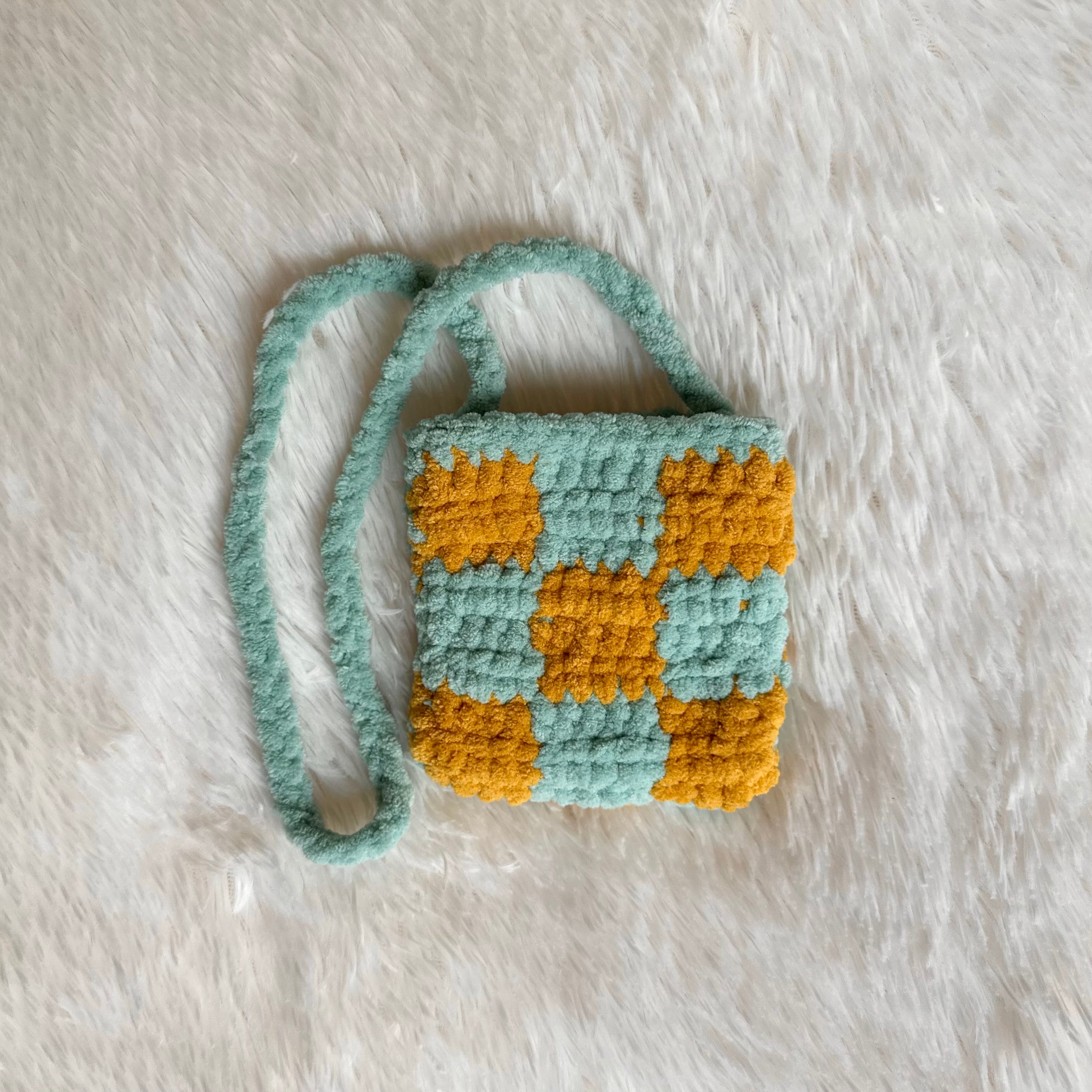 Crocheted Checkered Bag | Purse | Small Bag | Toddler Bag | Kids Bag | Checks | Checkers