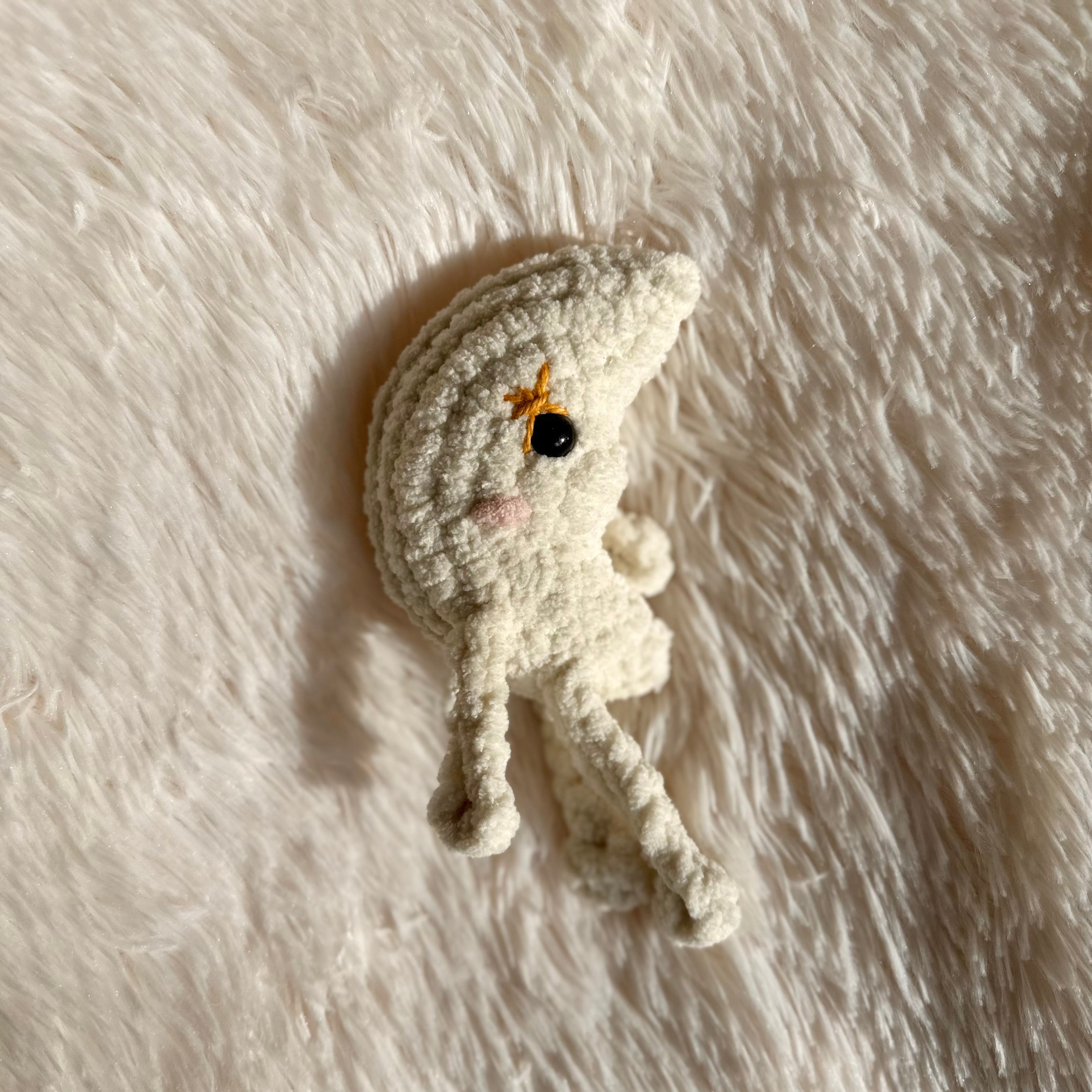 Crocheted Moon Plushie | Mini Luna Moon | Crescent Moon Stuffie | Baby Kids Toy | Whimsical