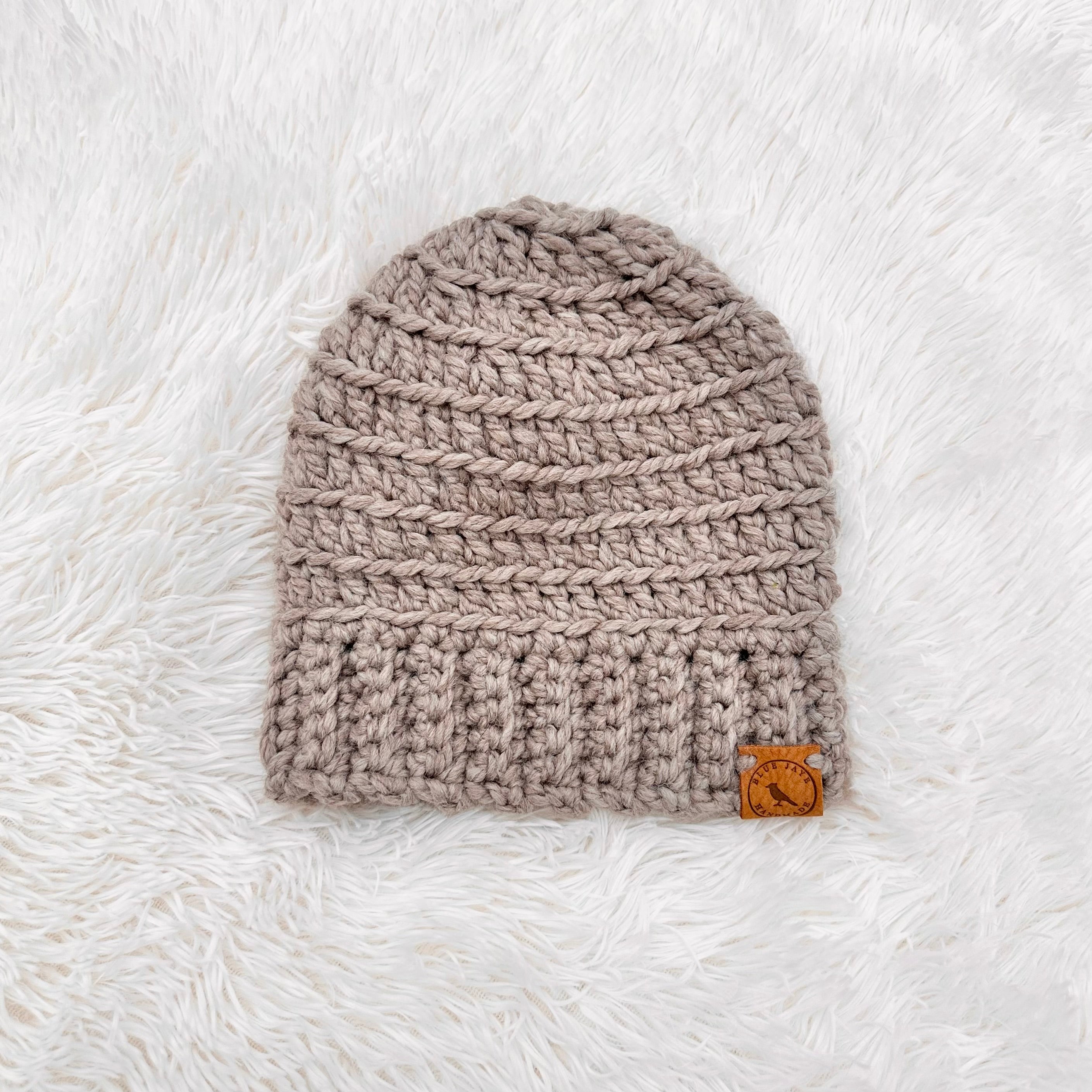 Adult Size Wool Blend Slouchy Beanie | Crocheted Warm Winter Hat