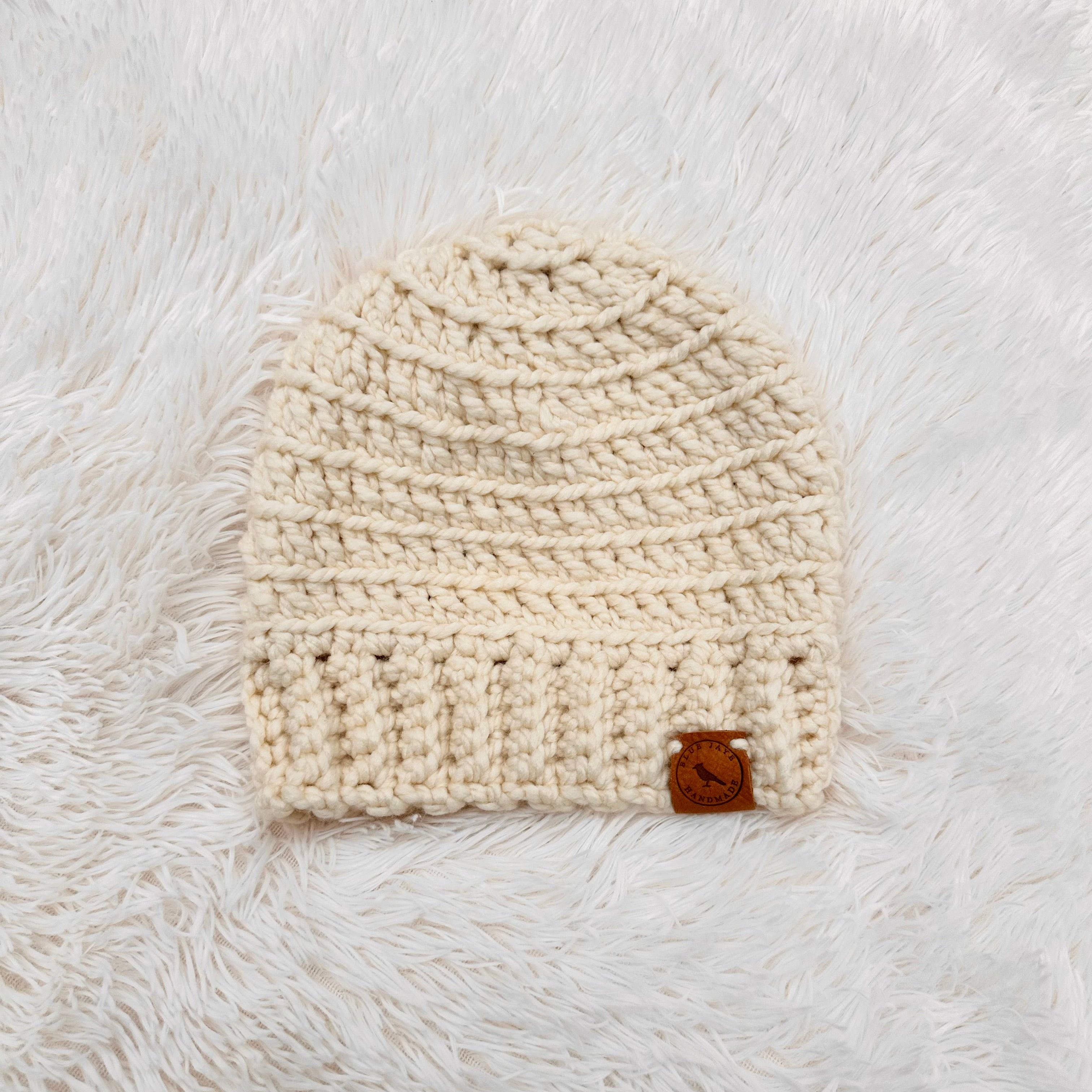 Adult Size Wool Blend Slouchy Beanie | Crocheted Warm Winter Hat