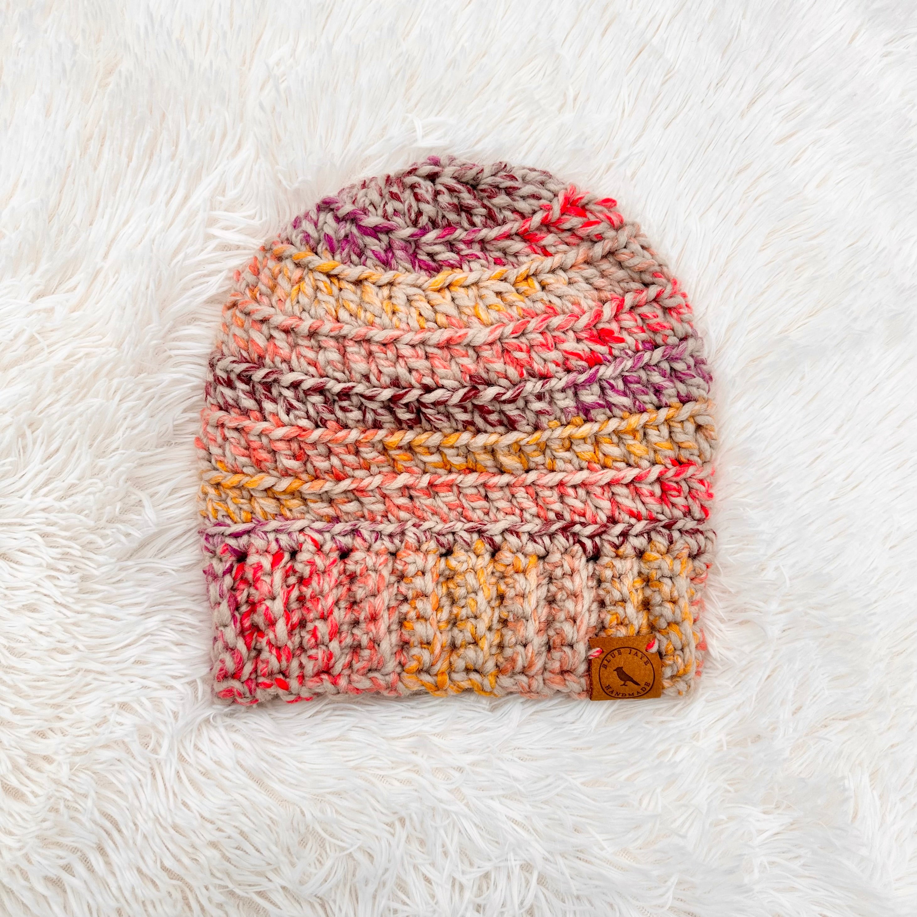 Adult Size Wool Blend Slouchy Beanie | Crocheted Warm Winter Hat