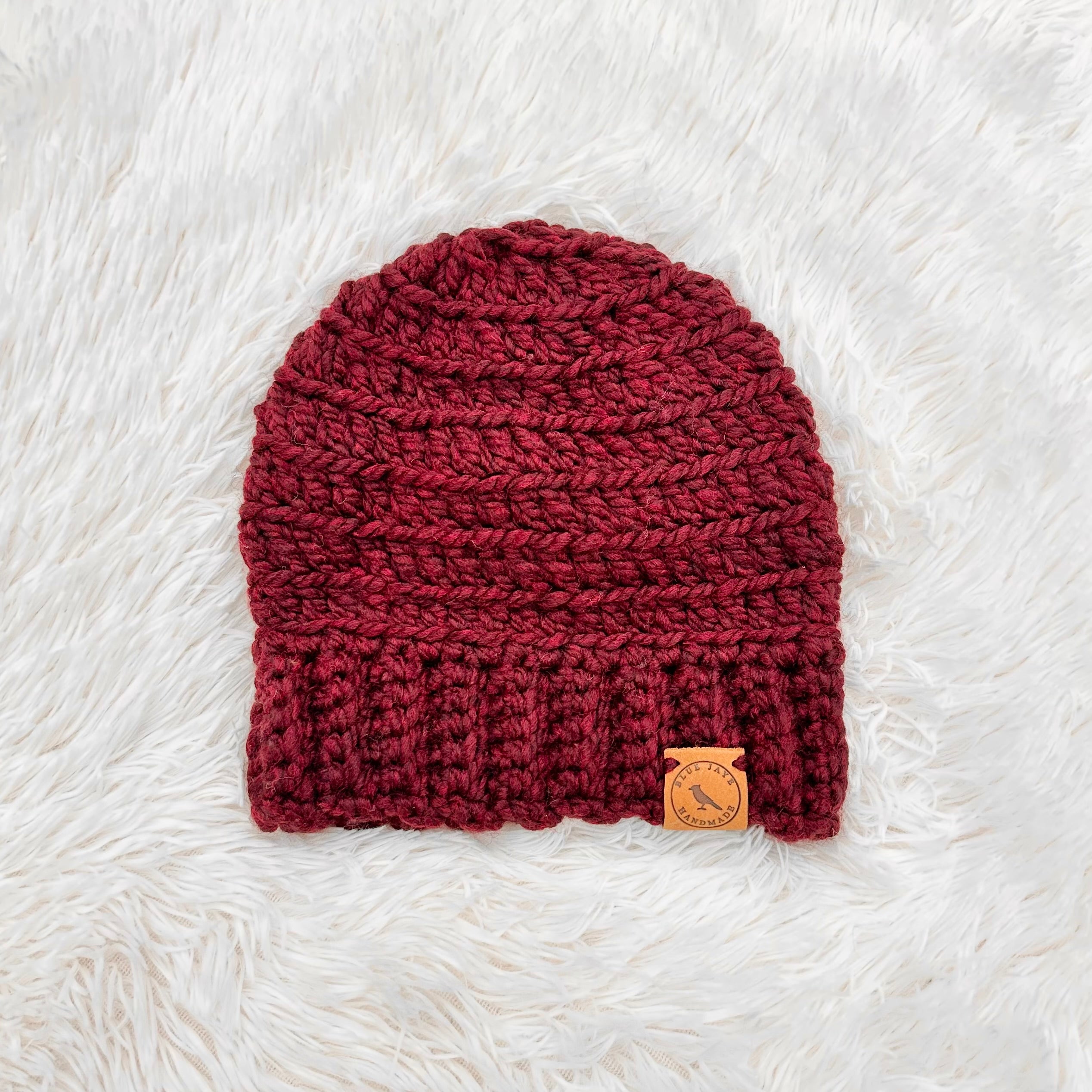 Adult Size Wool Blend Slouchy Beanie | Crocheted Warm Winter Hat