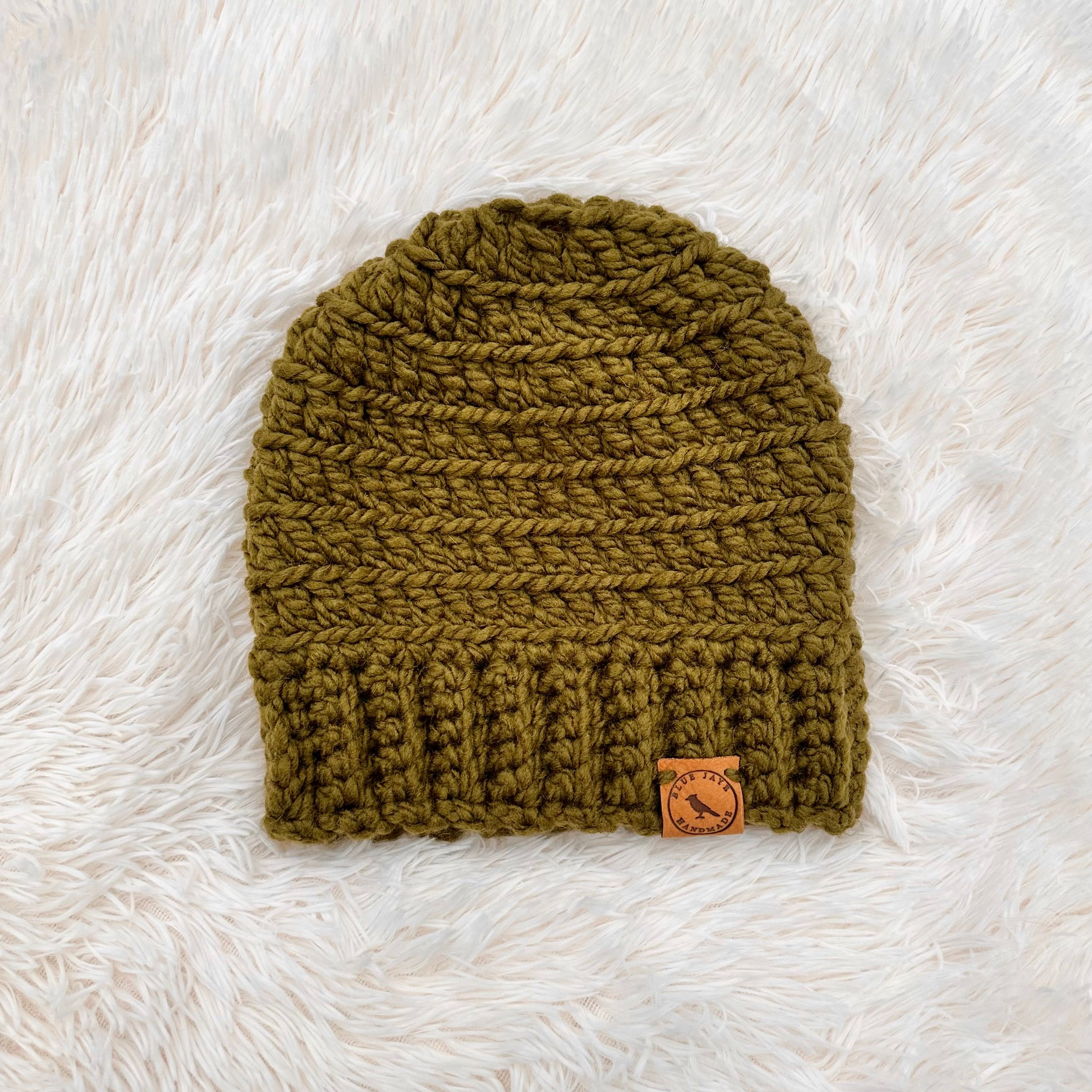 Adult Size Wool Blend Slouchy Beanie | Crocheted Warm Winter Hat