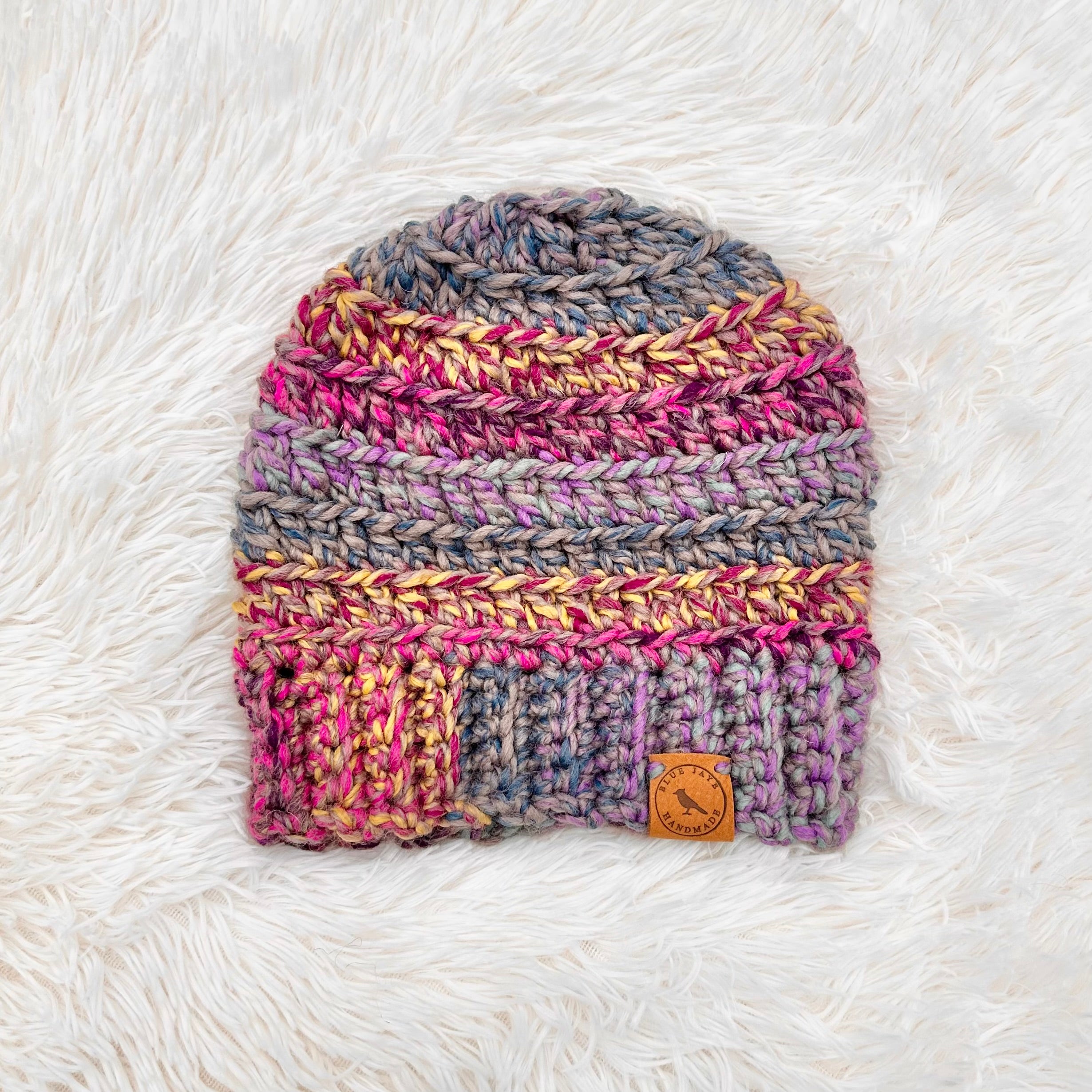 Adult Size Wool Blend Slouchy Beanie | Crocheted Warm Winter Hat