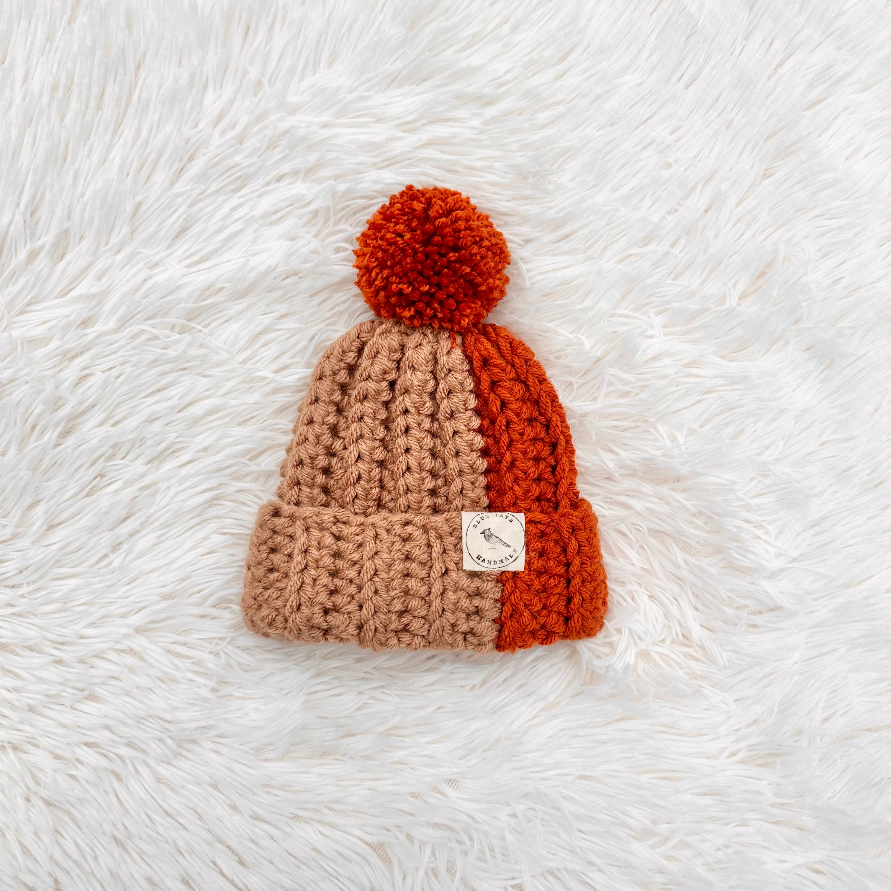 3-6 Months Baby Beanie With Pom Pom | Crocheted Warm Winter Hat