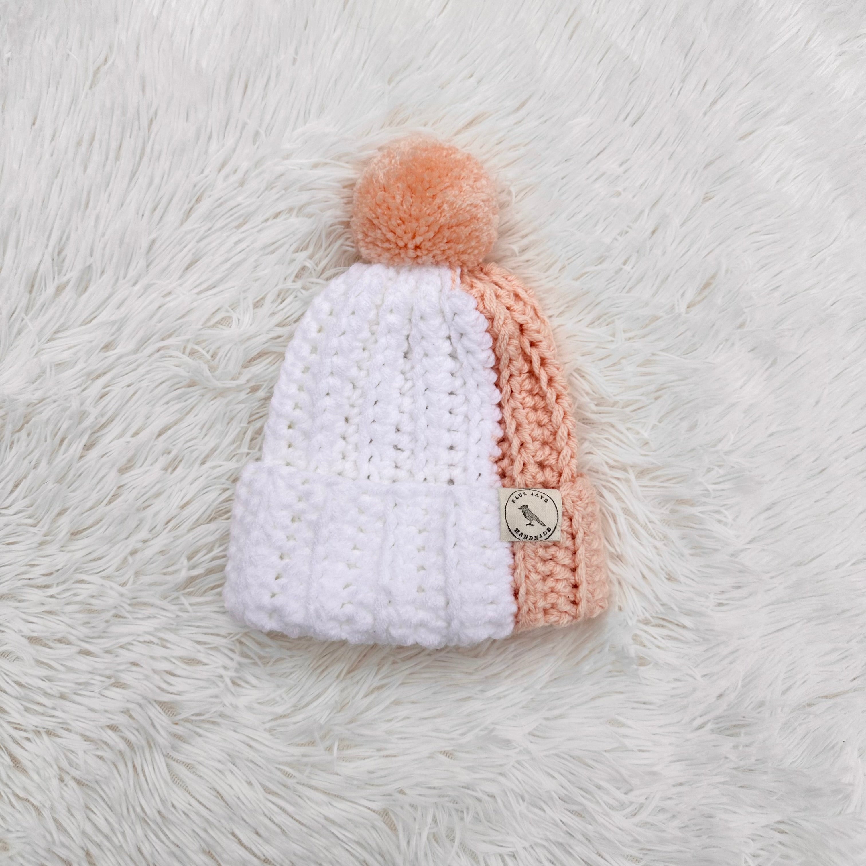 6-12 Months Baby Beanie With Pom Pom | Crocheted Warm Winter Hat