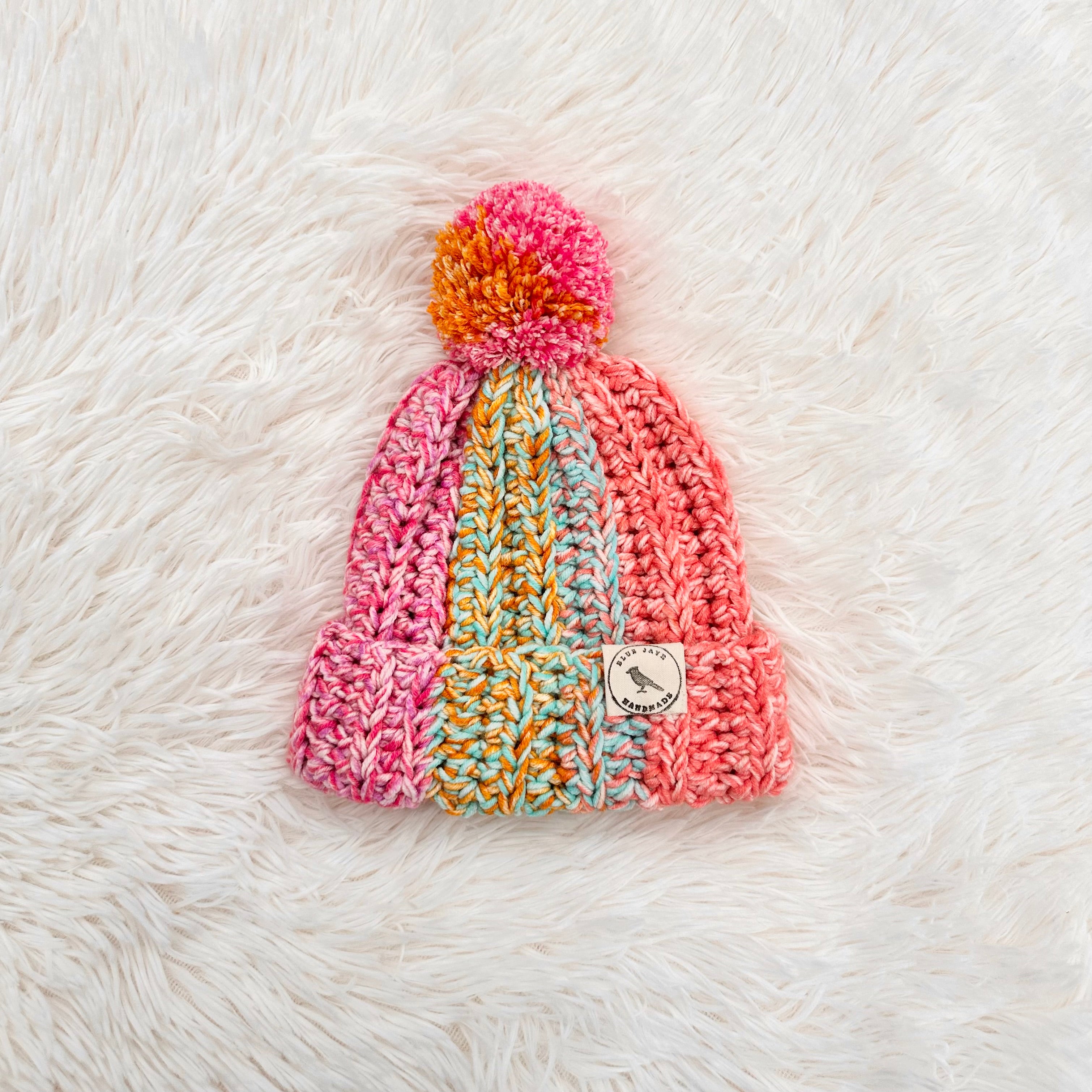 6-12 Months Baby Beanie With Pom Pom | Crocheted Warm Winter Hat