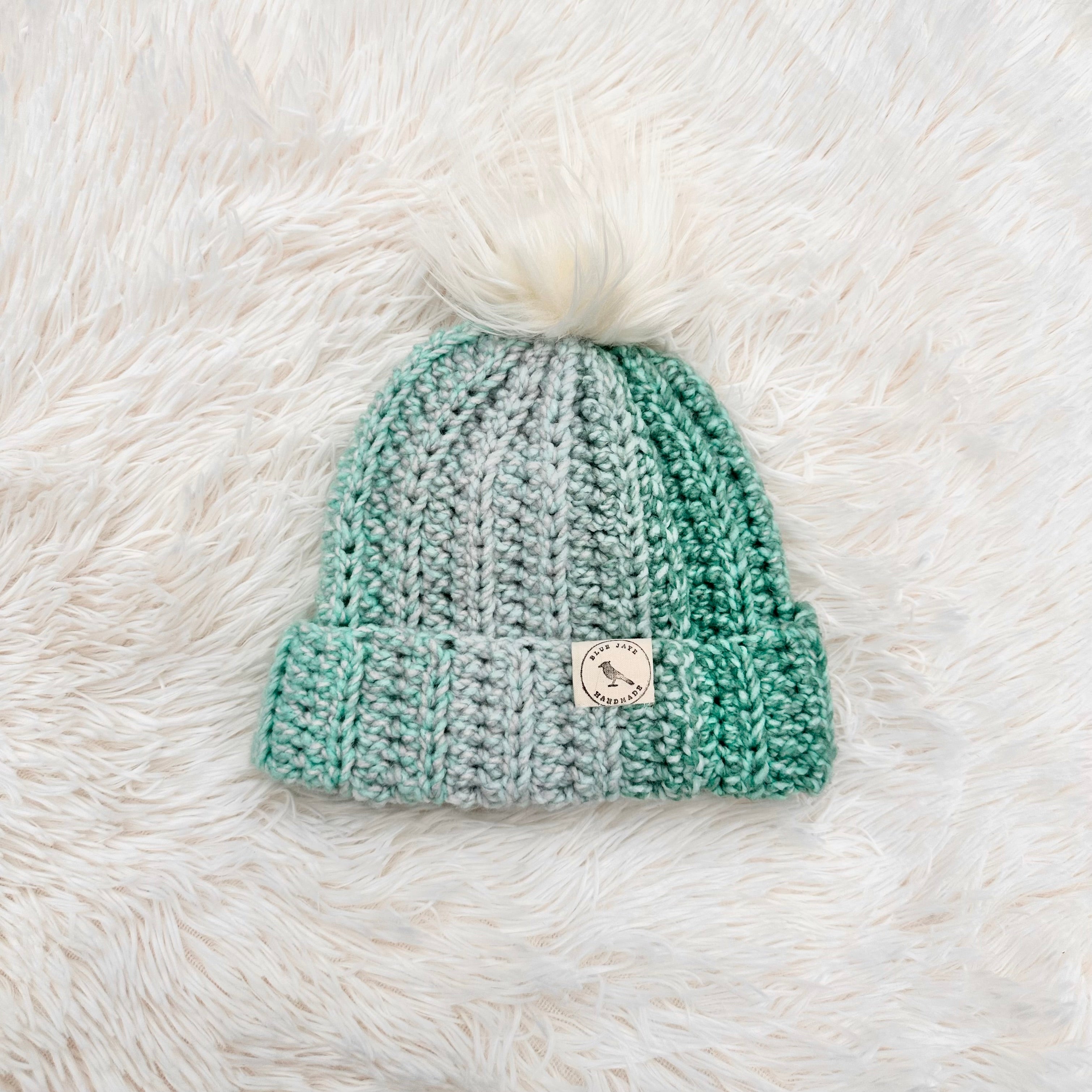 Toddler Size Beanie With Faux Fur Pom (Removable) | Crocheted Warm Winter Hat
