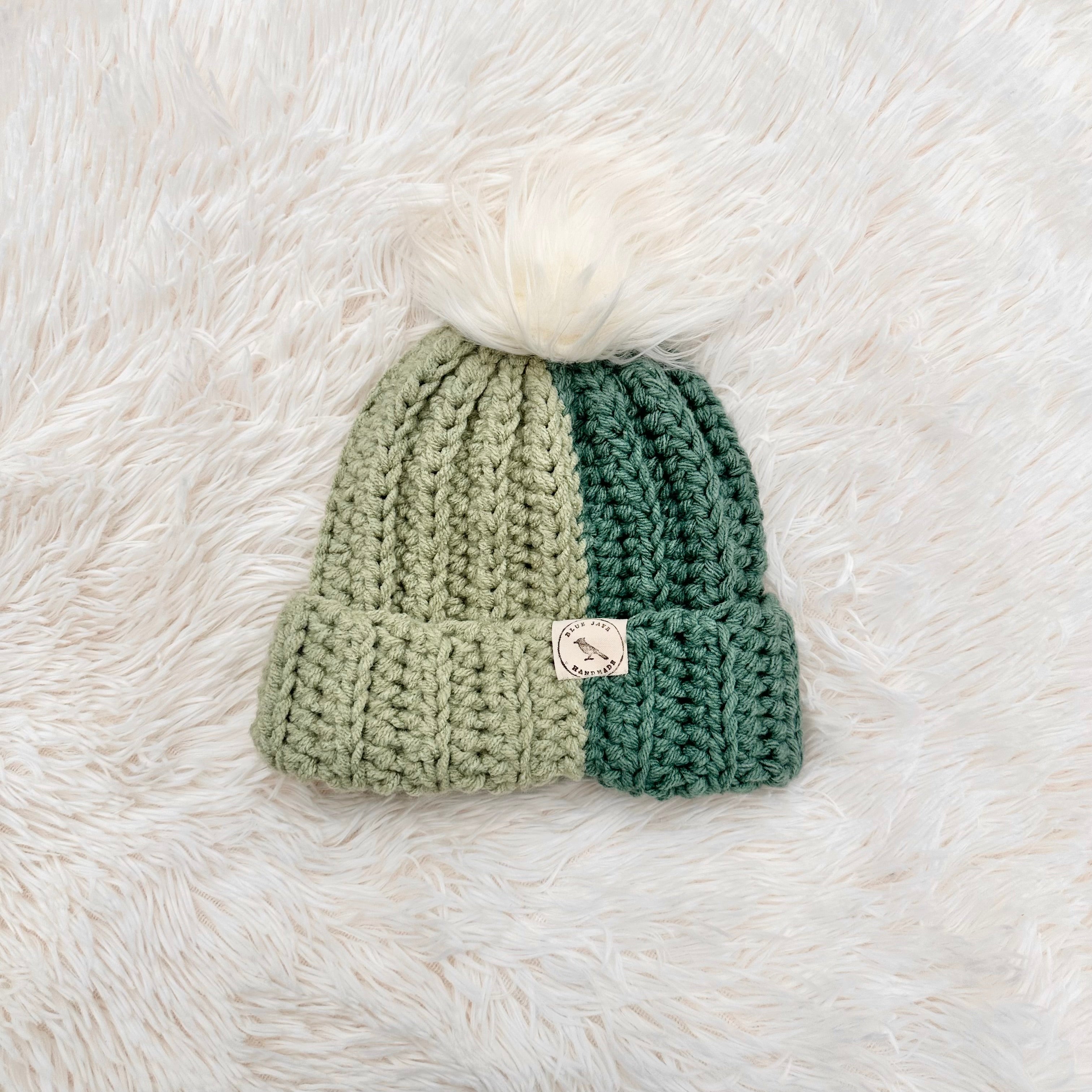 Toddler Size Beanie With Faux Fur Pom (Removable) | Crocheted Warm Winter Hat