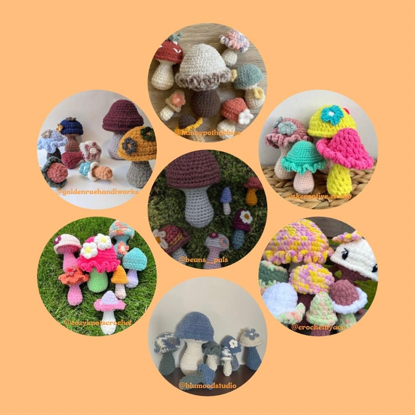 Groovy Mushroom Bundle Crochet Patterns | Amigurumi Whimsy Floral Mushroom Patterns