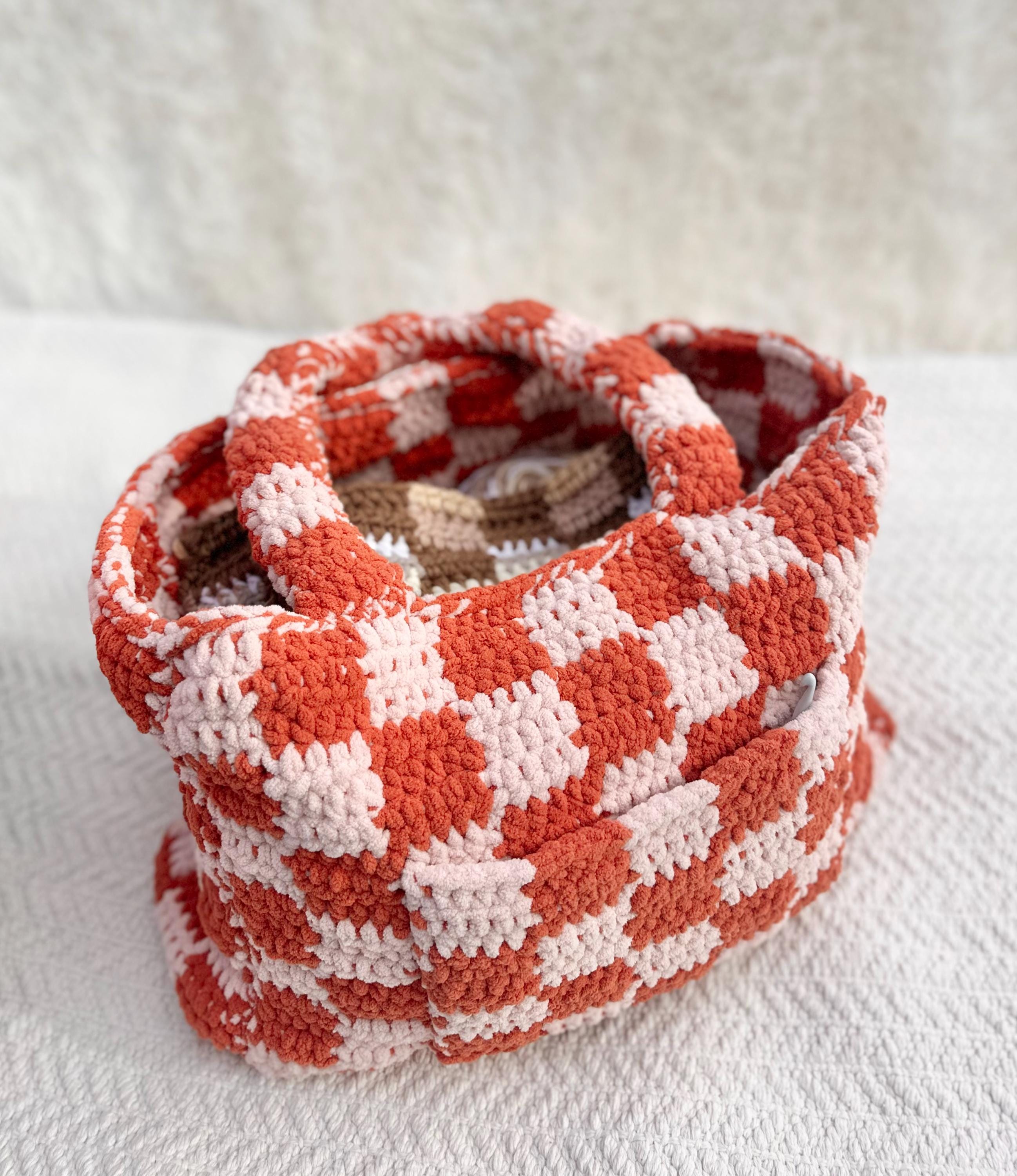 Checkered Tote Crochet Pattern | Customizable Tote Bag | Checkered Tote | Checks | Crochet Bag Pattern