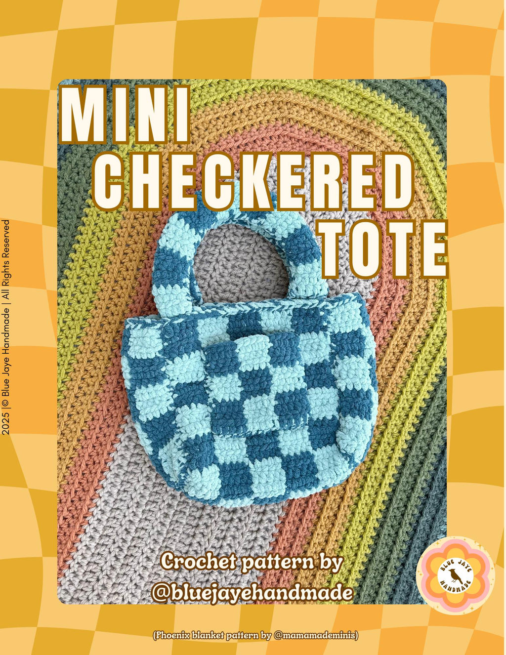 Mini Checkered Tote Crochet Pattern | Customizable Tote Bag | Checkered Tote | Checks | Crochet Bag Pattern