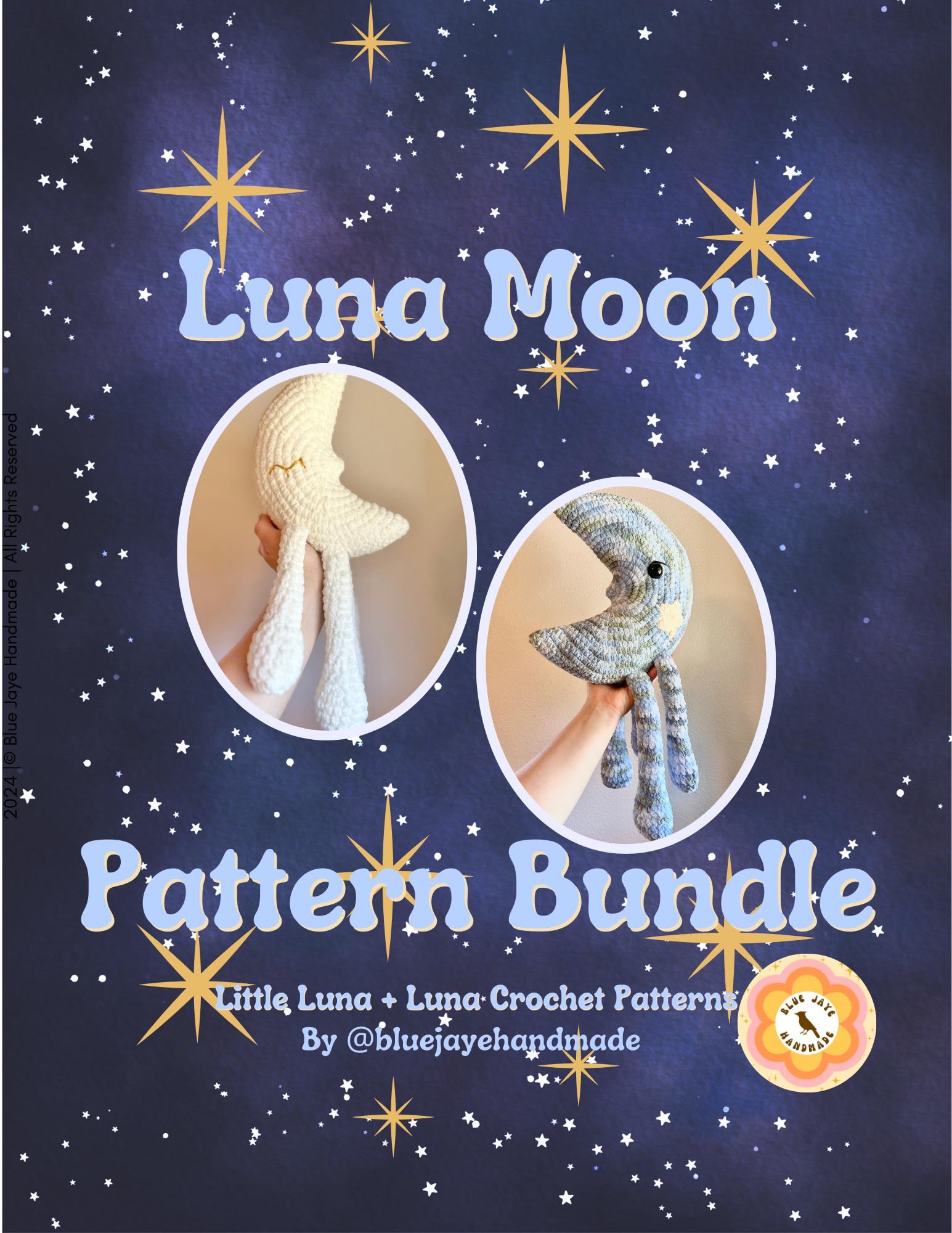 Luna Moon Crochet Pattern Bundle (Luna + Little Luna Included) | Amigurumi Moon Pattern