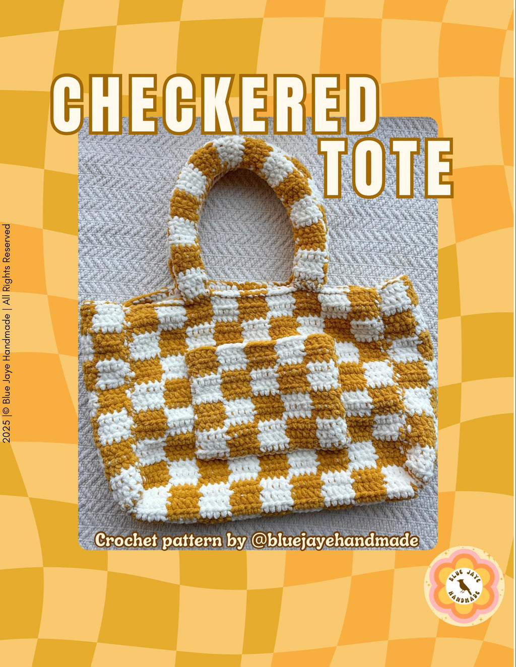 Checkered Tote Crochet Pattern | Customizable Tote Bag | Checkered Tote | Checks | Crochet Bag Pattern
