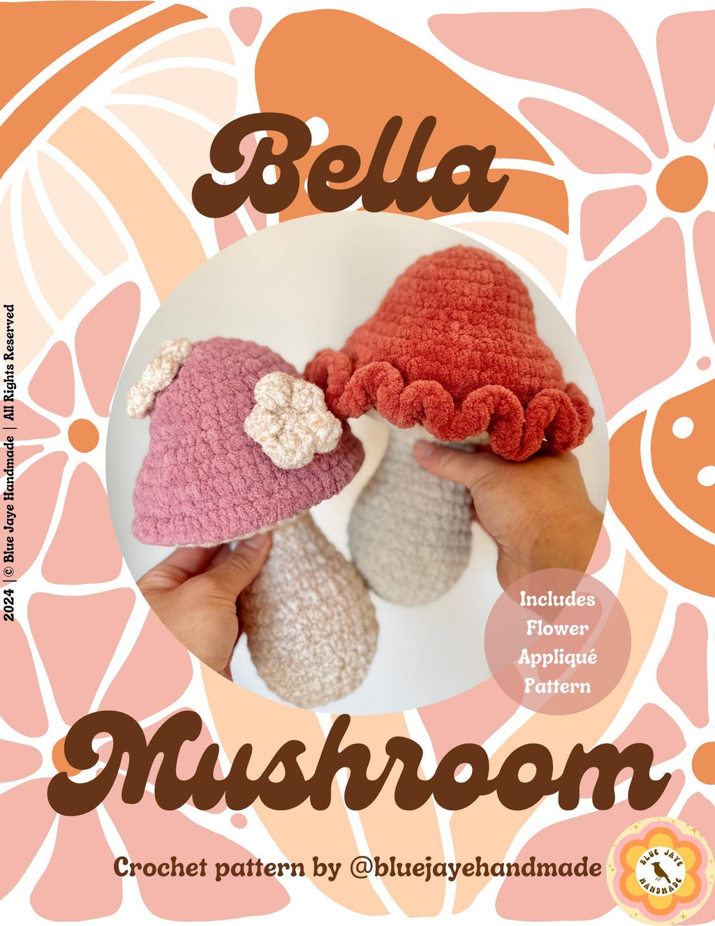 Bella Mushroom With Flowers Crochet Pattern | Amigurumi Groovy Floral Mushroom Pattern