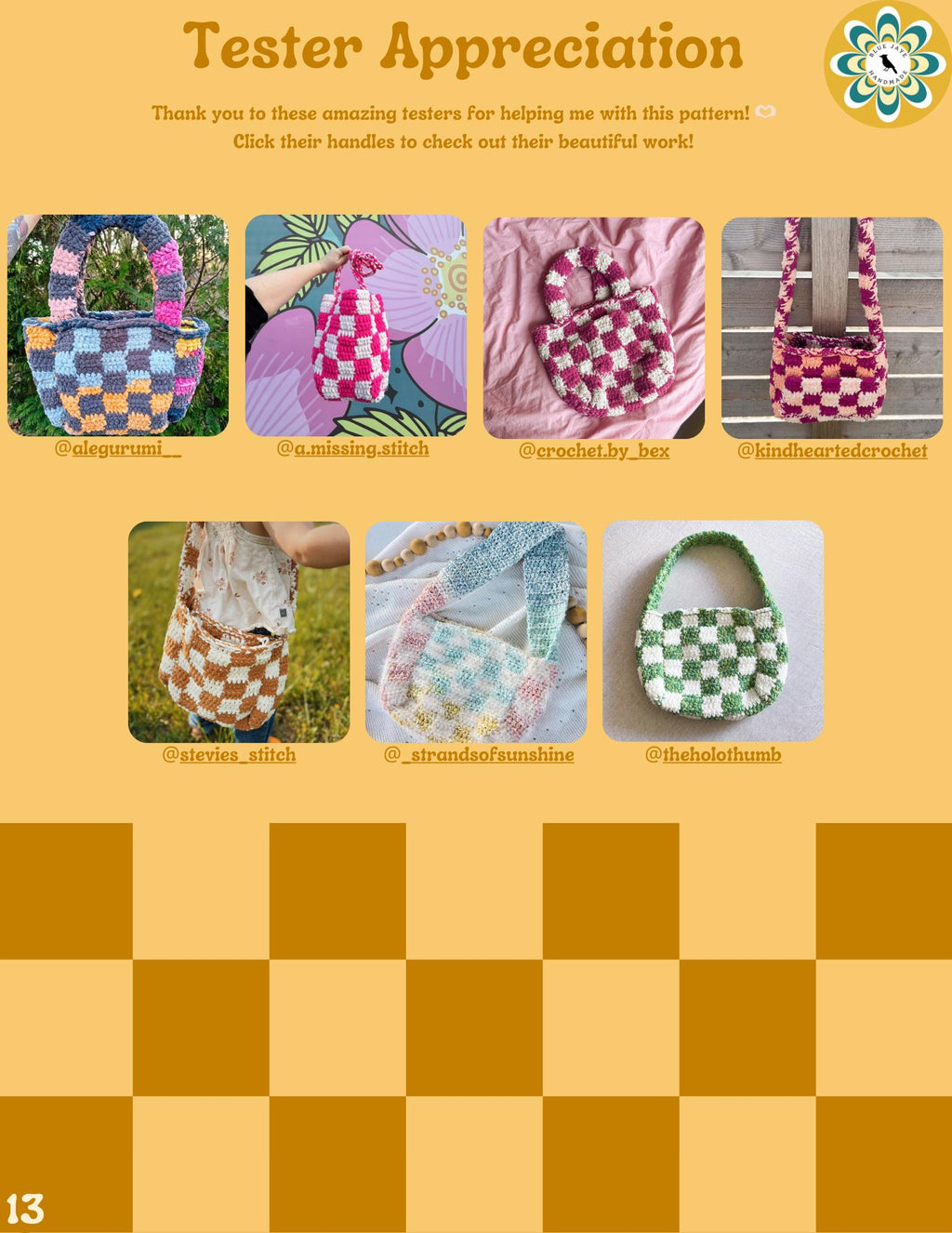 Checkered Tote Crochet Pattern Bundle | Includes 2 Patterns | Customizable Tote Bag | Checkered Tote | Checks | Crochet Bag Pattern