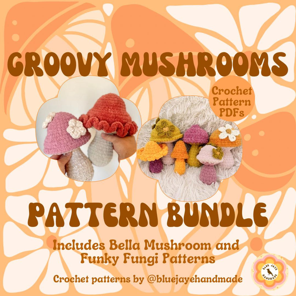 Groovy Mushroom Bundle Crochet Patterns | Amigurumi Whimsy Floral Mushroom Patterns