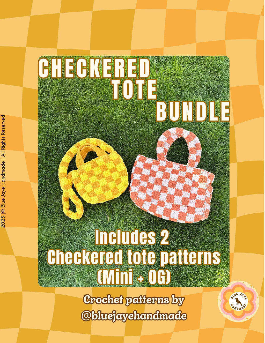 Checkered Tote Crochet Pattern Bundle | Includes 2 Patterns | Customizable Tote Bag | Checkered Tote | Checks | Crochet Bag Pattern