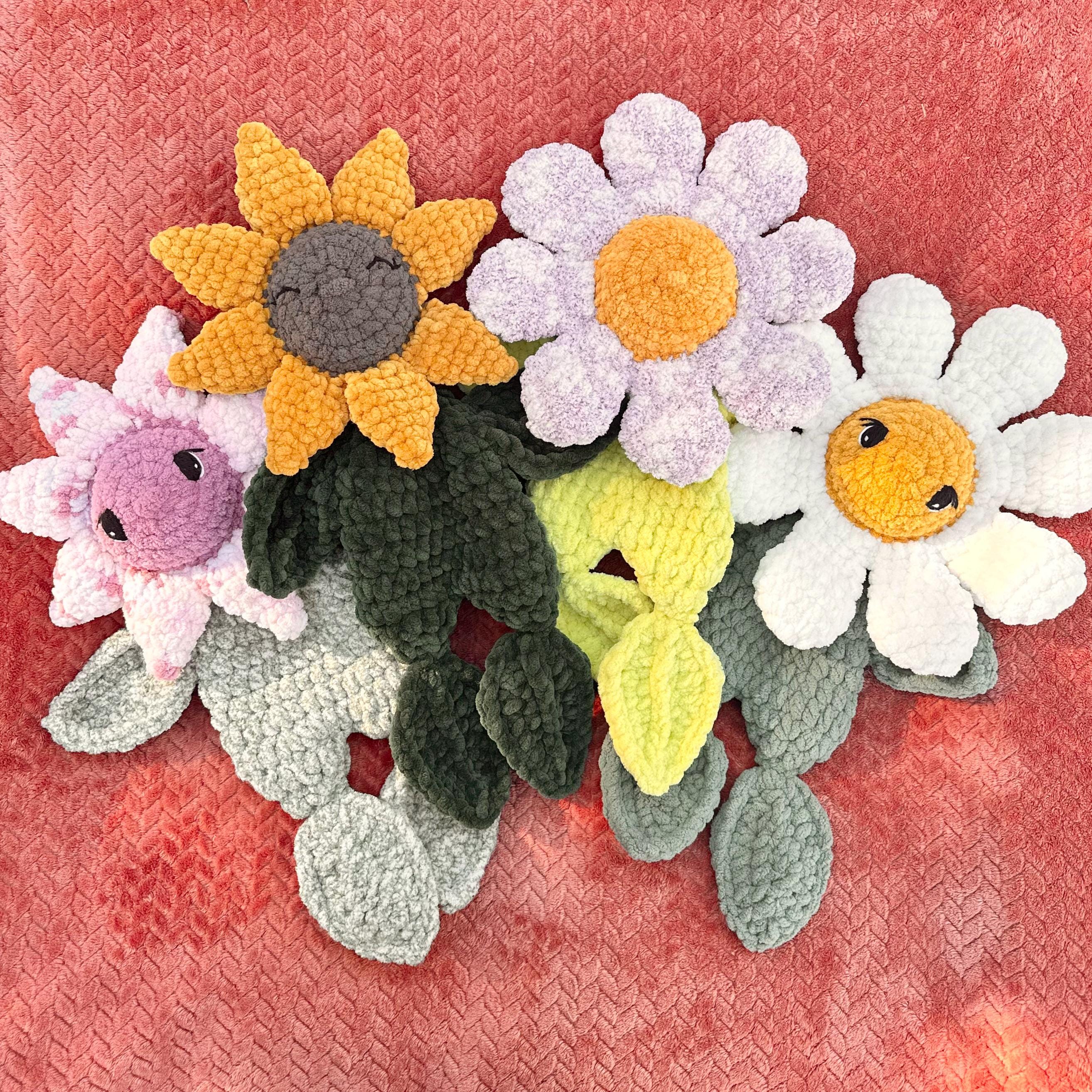 Solly and Dolly Flower Snuggler Crochet Pattern | Sunflower Daisy Snuggler Lovey Amigurumi Pattern | Whimsical Flower Crochet Pattern